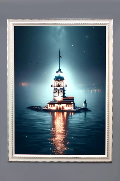 Kız Kulesi Desenli Çerçeveli Duvar Tablosu 50x70cm İstanbul01 RENKLİ 50 X 70