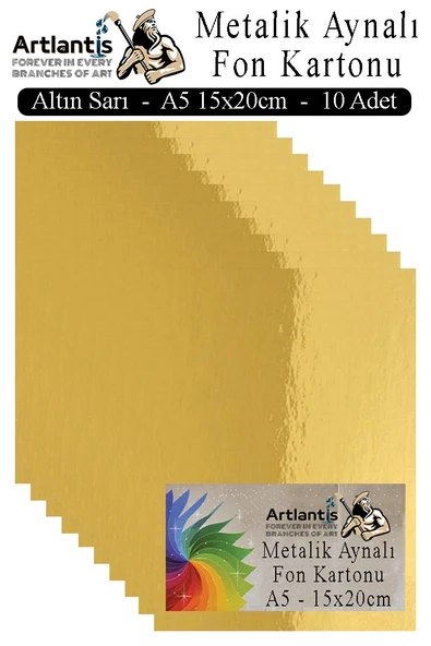 Metalik Aynalı Fon Kartonu 10 lu A5 15x20 cm 1 Paket Okul Sınıf Dekoratif Pırıltılı Folyo Kağıt Dekoratif Anasınıfı Kreş