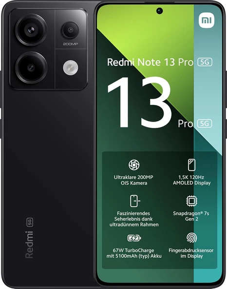 XİAOMİ REDMİ NOTE 13 PRO 5G  256 GB - 8 GB Ram  (SİYAH)  (İTHALATÇI GARANTİLİ)