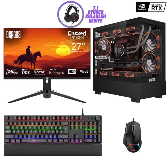 Dragos DRx7175 i7 12700KF 32GB DDR5 Ram 1TB NVMe 8GB RTX4060 27 İnç 240Hz Curved Oyun Hazır Sistem