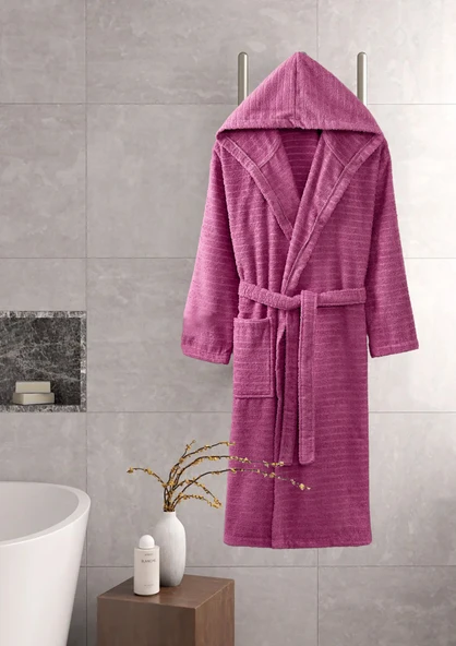 Kapüşonlu Bornoz Doğa Mürdüm 2XL ürün görseli 1