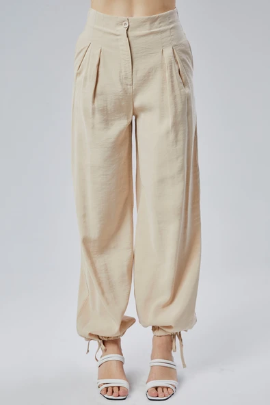 Bej Salaş Kesim Modal Dokuma Pantolon - Resim 10