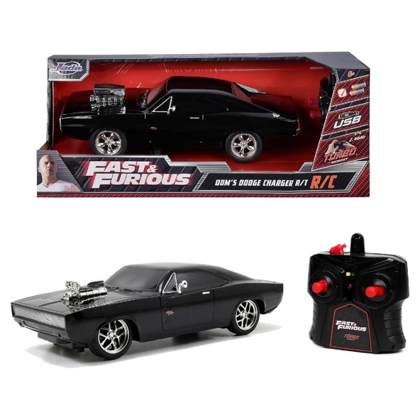 Jada 1:16 Rc Fast & Furious Dom's Dodge Charger R/T 2.4 Ghz Usb Şarj 29 Cm