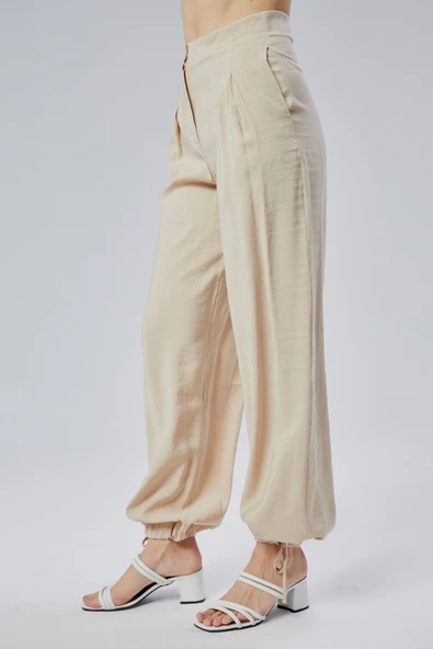 Bej Salaş Kesim Modal Dokuma Pantolon - Resim 9