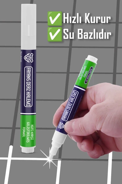 2li SET Derz Kalemi + Derz Dolgu Hızlı Kuruyan Yedek Uç Su Bazlı Kokusuz Derz Dolgu Fayans Yenileme - 4