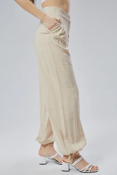 Bej Salaş Kesim Modal Dokuma Pantolon - Resim 8