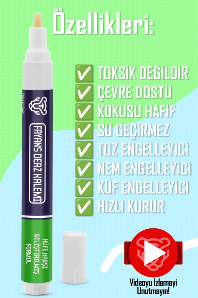 2li SET Derz Kalemi + Derz Dolgu Hızlı Kuruyan Yedek Uç Su Bazlı Kokusuz Derz Dolgu Fayans Yenileme - 3