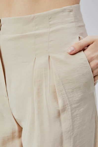 Bej Salaş Kesim Modal Dokuma Pantolon - Resim 5