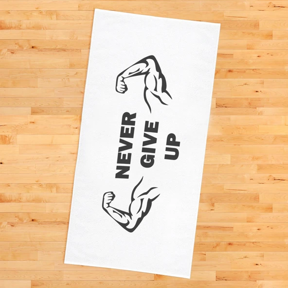 Never Give Up Desenli Dijital Baskılı Spor Havlusu Fitness Havlusu 80x160 SPR04 RENKLİ 80 X 160