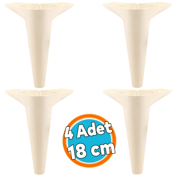 Mobilya Kanepe Sehpa TV Ünitesi Koltuk Ayağı 18 cm Krem Baza Ayak 4 Adet ürün görseli