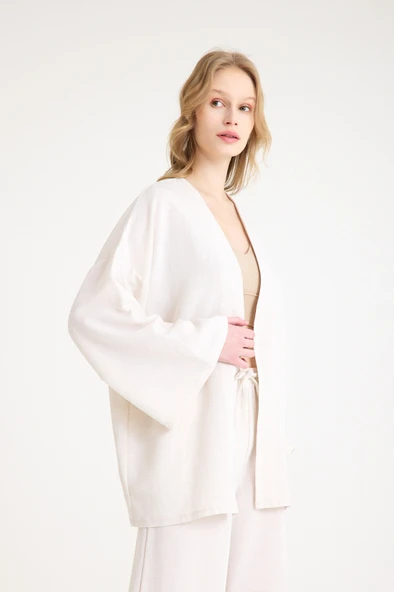 Keten Kadın Salaş Kimono İkili Takim - Resim 4