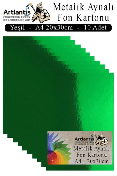 Metalik Aynalı Fon Kartonu 10 lu A4 20X30 cm 1 Paket Okul Sınıf Dekoratif Pırıltılı Folyo Kağıt Dekoratif Anasınıfı Kreş - 8