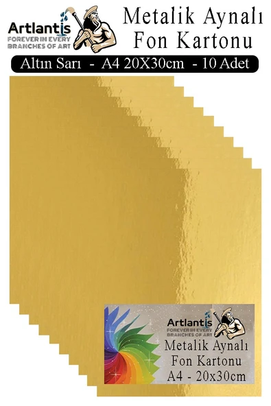 Metalik Aynalı Fon Kartonu 10 lu A4 20X30 cm 1 Paket Okul Sınıf Dekoratif Pırıltılı Folyo Kağıt Dekoratif Anasınıfı Kreş