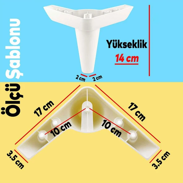 Mobilya Tv Ünitesi Koltuk Kanepe Konsol Destek Ayağı Ayakları 18 Cm Krem M8 6'lı Set - Resim 2