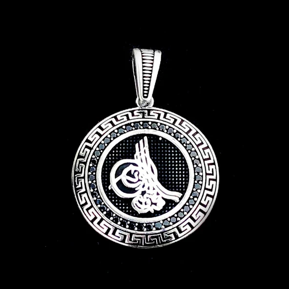 925 Ayar Gümüş Osmanlı Tuğralı Kolye Ucu - Resim 2