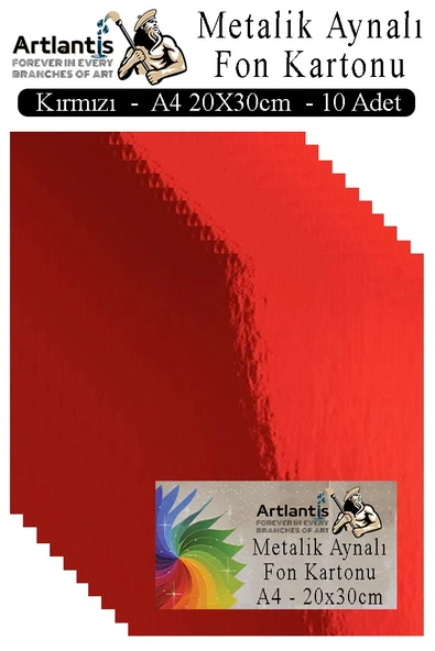 Metalik Aynalı Fon Kartonu 10 lu A4 20X30 cm 1 Paket Okul Sınıf Dekoratif Pırıltılı Folyo Kağıt Dekoratif Anasınıfı Kreş - 3