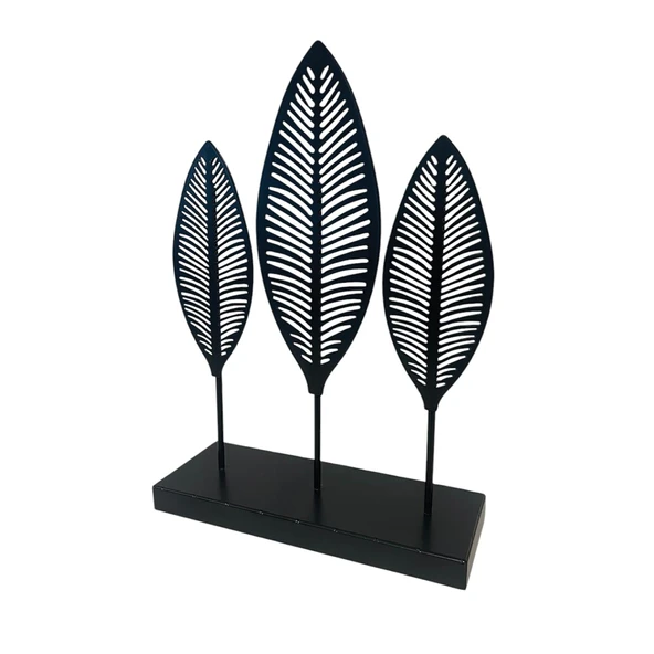 Dekoratif Metal Yaprak Temalı Masaüstü Obje Siyah Renk - 5