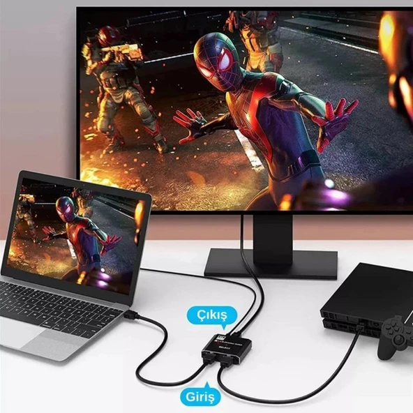 PrimeX PX-4284 8K DisplayPort Kumandalı Çift Yönlü Çoklayıcı Switch Splitter (2 PC-1 Monitör) - 6