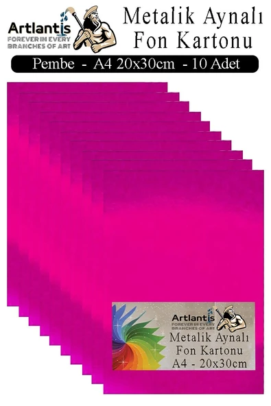 Metalik Aynalı Fon Kartonu 10 lu A4 20X30 cm 1 Paket Okul Sınıf Dekoratif Pırıltılı Folyo Kağıt Dekoratif Anasınıfı Kreş - 6