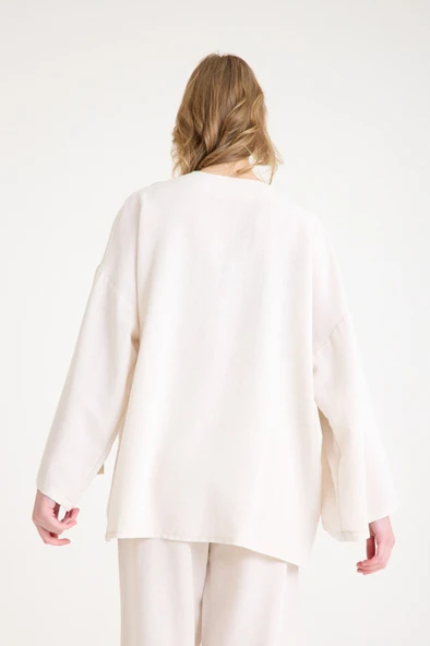 Keten Kadın Salaş Kimono İkili Takim - Resim 7