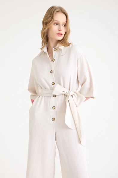 Keten Günlük Tulum Elbise - Resim 2