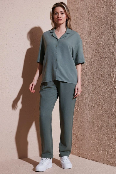 FASHION FRIENDS KADIN BELİ LASTİKLİ PANTOLON 25Y0550K1 - 2