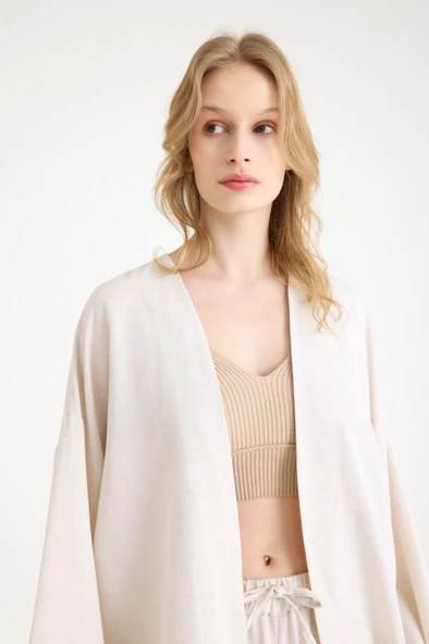 Keten Kadın Salaş Kimono İkili Takim - Resim 10