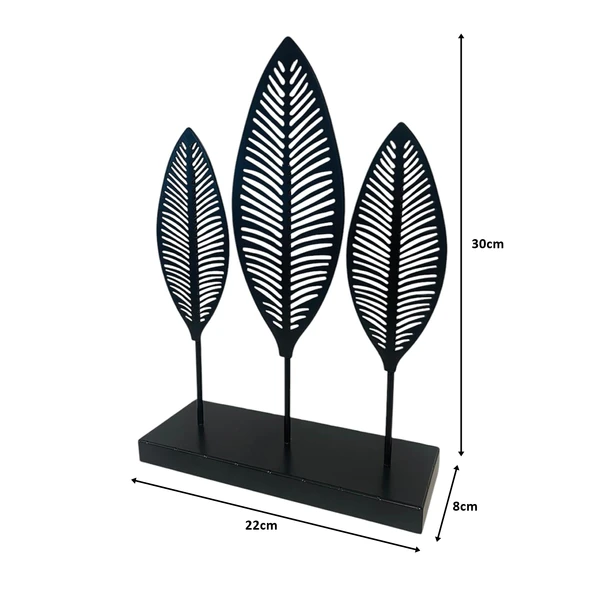 Dekoratif Metal Yaprak Temalı Masaüstü Obje Siyah Renk - 6