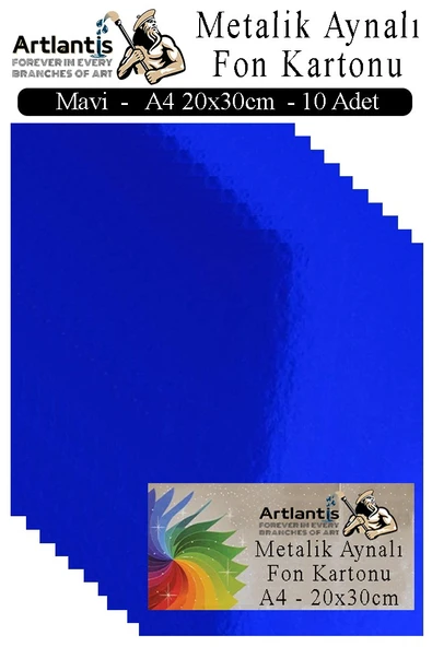 Metalik Aynalı Fon Kartonu 10 lu A4 20X30 cm 1 Paket Okul Sınıf Dekoratif Pırıltılı Folyo Kağıt Dekoratif Anasınıfı Kreş - 4