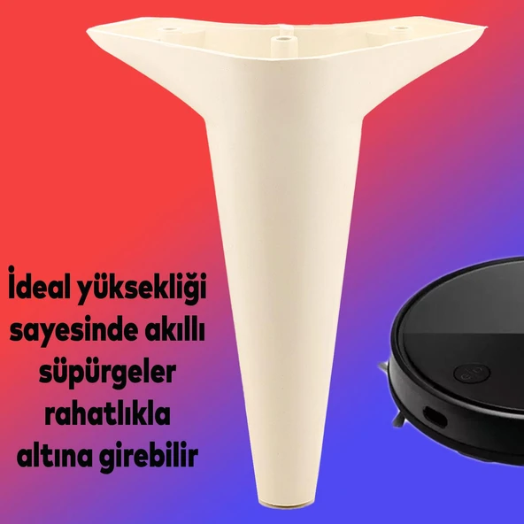 Mobilya Tv Ünitesi Koltuk Kanepe Konsol Destek Ayağı Ayakları 18 Cm Krem M8 6'lı Set - Resim 4