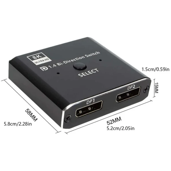 PrimeX PX-4284 8K DisplayPort Kumandalı Çift Yönlü Çoklayıcı Switch Splitter (2 PC-1 Monitör) - 4