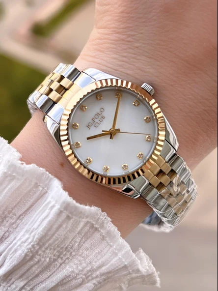 Jg.Polo Club Çelik Kasa & Kordon Kararma Ve Renk Atma Yapmaz Kadın Kol Saati+Bileklik JG03036.2