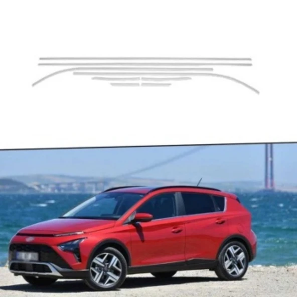 Hyundai Bayon Krom Cam Çerçevesi 12 Parça TamTur 2020+ Uyumlu ürün görseli