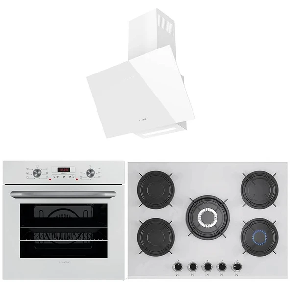 Lanova İnci 3206W01 - G17402-106 - 3220W6 5'li Beyaz Cam Ankastre Set