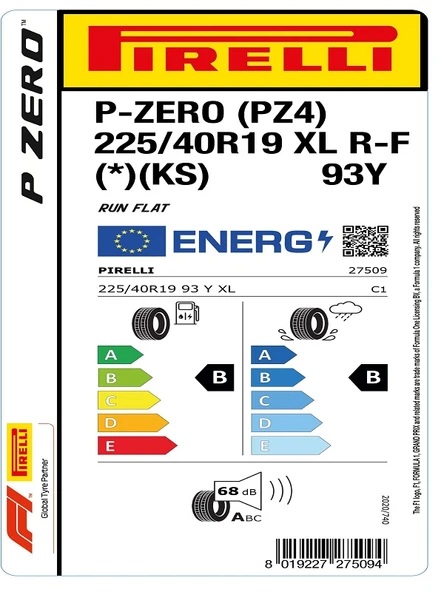 Pirelli 225/40R19 93Y XL P-zero Pz4 L.S. RFT * Oto Yaz Lastiği (Üretim Yılı: 2025) - Resim 2