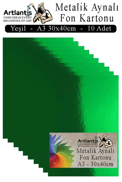 Metalik Aynalı Fon Kartonu 10 lu A3 30x42 cm 1 Paket Okul Sınıf Dekoratif Pırıltılı Folyo Kağıt Dekoratif Anasınıfı Kreş - 8