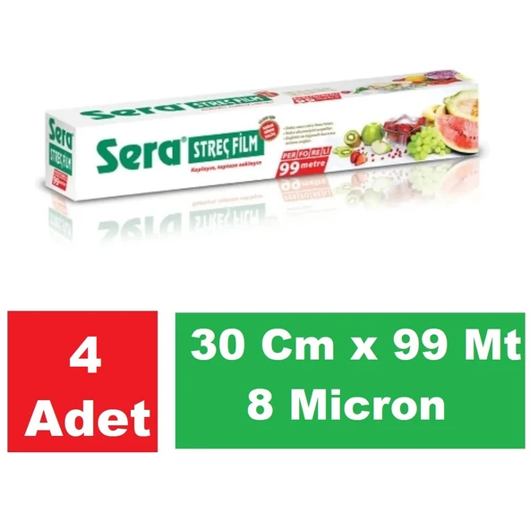 Sera Streç Film 30 Cm x 99 Mt 8 Micron x 4 Paket