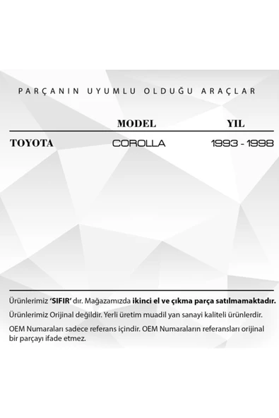 Toyota Corolla Için Su Fıskiye Memesi (1993 - 1998)