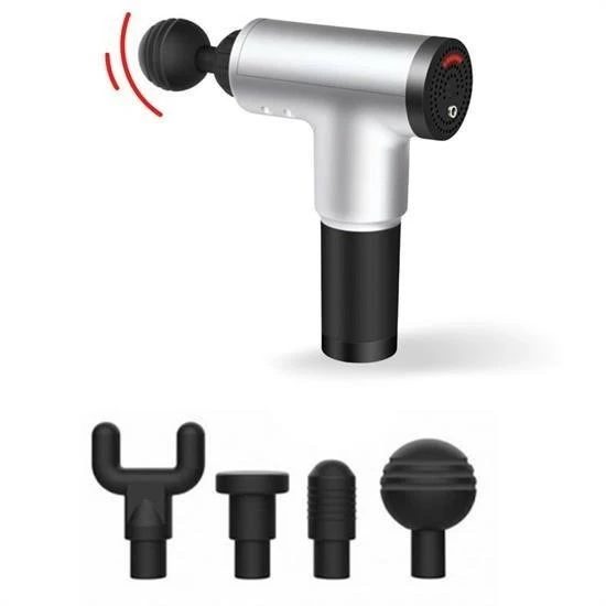 BUFFER® 4 Başlıklı 6 Seviye Hız Ayarlı Vurmalı Kas Yoğurmalı Titreşimli Masaj Tabancası Aleti - 4