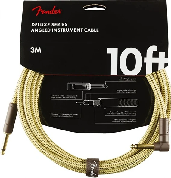 Fender Deluxe Düz/L Uç 3 Metre Tweed Enstrüman Kablo