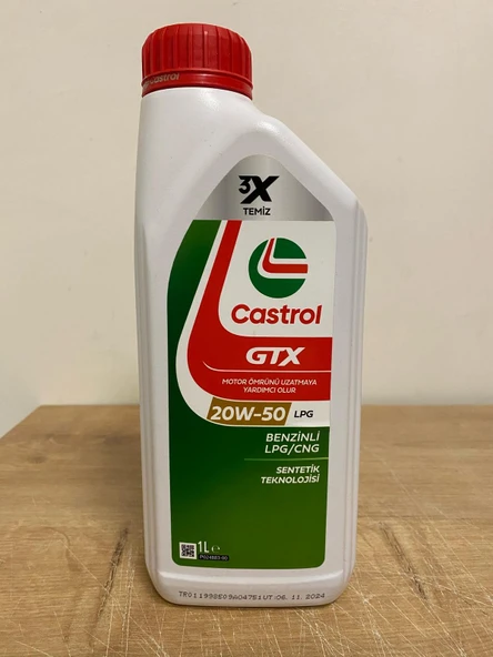 Castrol GTX 20W-50 1Litre Sentetik LPG Uyumlu Motor Yağı (11/2024 Üretim)
