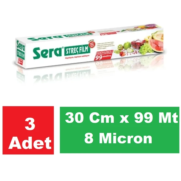 Sera Streç Film 30 Cm x 99 Mt 8 Micron x 3 Paket