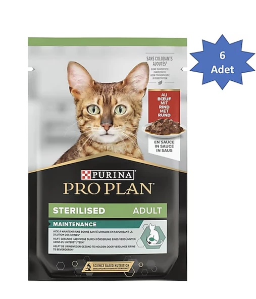 Pro Plan Sığır Etli 85 gr 6'lı Kısırlaştırılmış Yetişkin Kedi Yaş Maması
