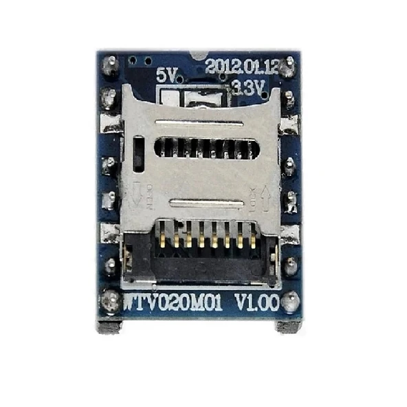 WTV020 Mini Mp3 Wav Player Modülü Micro Sd 1G Tf Kart Ses Müzik Çalma Kartı16 Bit Pwm Dac 3W - Resim 2