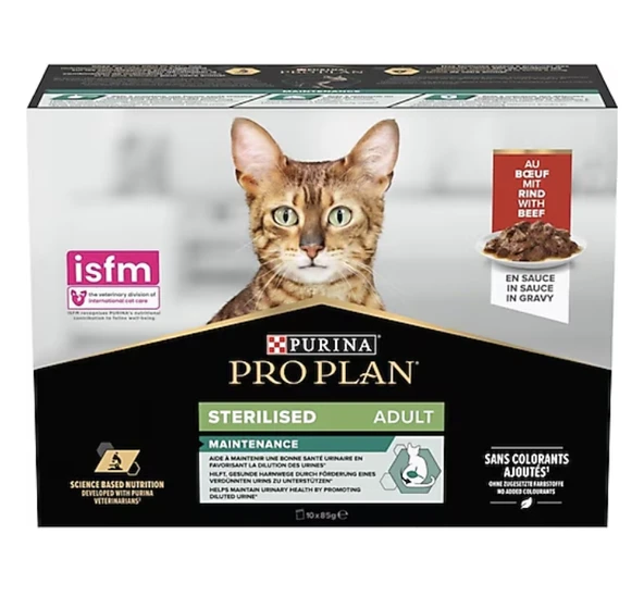 Pro Plan Sığır Etli 10x85 gr Kısırlaştırılmış Yetişkin Kedi Yaş Maması