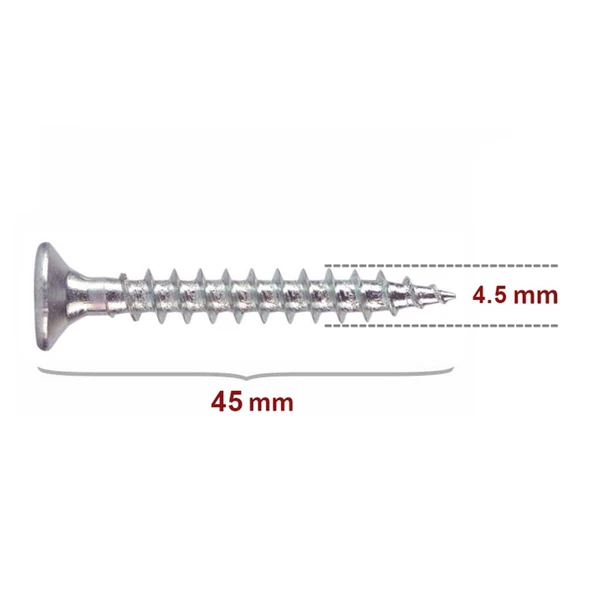 Sunta Vidası 4,5X45 Çinko 100 Adet