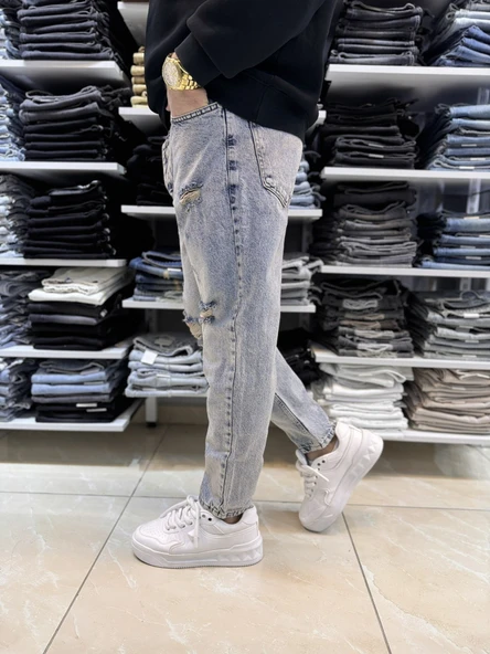 Yırtık Detay Boyfriend Jean 454CslKe - 4