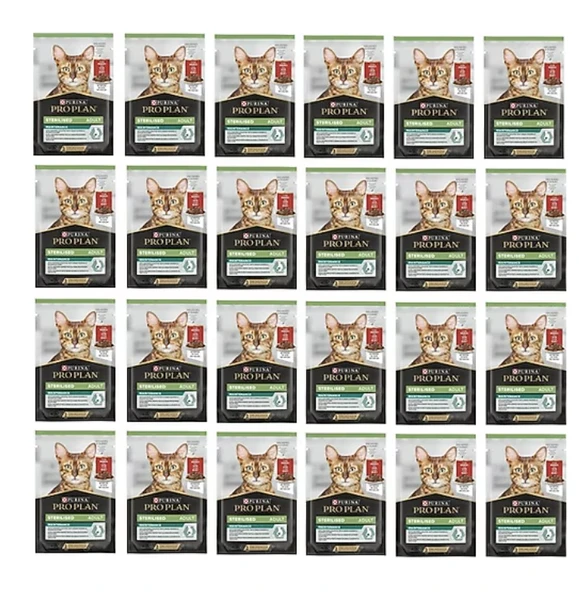 Pro Plan Pouch Sterilised Biftekli Kısır Kedi Yaş Mama 85 Gr. x 24 Adet