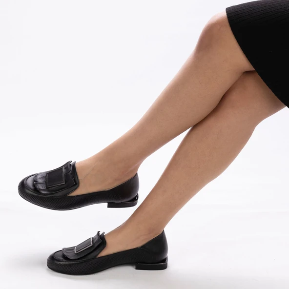 Kadın Hakiki Deri Günlük Klasik Loafer - Babet Ayakkabı - 11