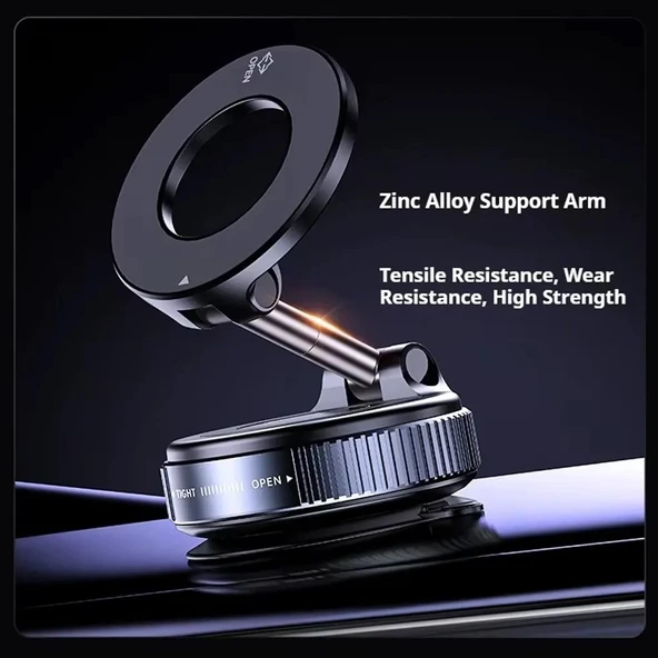 X68 360° Dönebilen Vakum Emiş Manyetik Braket-Siyah - 4